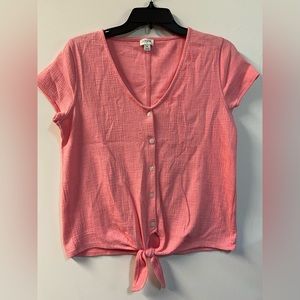 J Crew Gauze short sleeve button and tie front Women’s Small